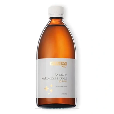Imagen de vitabay Altamente Dosificado, Nivel de Pureza 99,99%, Sin Otros Aditivos, Envasado En Una Botella Vidrio Ámbar, Fabricado Alemania (Oro Coloidal 20 PPM, 500ml (Paquete 1))