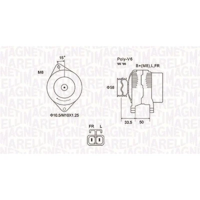 Imagen de MAGNETI MARELLI 063732020010 Alternador 12V 90A KIA: cee‘d I Hatchback, Familiar, II HYUNDAI: i20 Hatchback