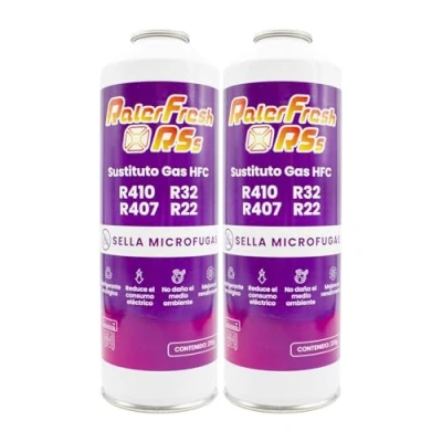 Imagen de Gas Refrigerante Ralerfresh RS Sustituto de R410, R32, R407 y R22 Recarga Organico para Aire Acondicionado Split Ecologico Eficiente Rapida (2 Botellas RSs)