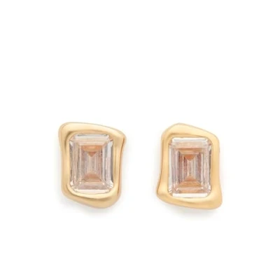 Imagen de Kate Spade New York Pendientes de botón Molten Glass, Claro/Oro