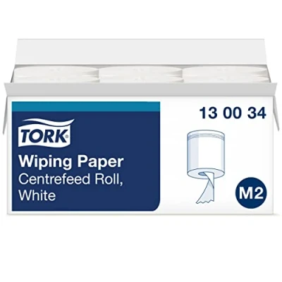 Imagen de Tork 130034 Papel de secado multiuso Premium 1 capa compatible con el sistema alimentación central grande M2, blanco, 6 rollos x 165m