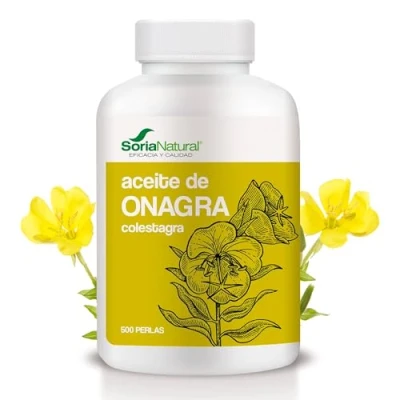 Imagen de Soria Natural Colestagra Perlas Aceite de Onagra con Vitamina E Alivia los Síntomas Premenstruales, Mejora la Salud Piel y el Cabello, Ayuda a Cardiovascular 500caps