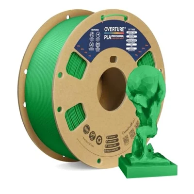 Imagen de OVERTURE PLA Plus (PLA+) Filamento 1,75 mm Dureza Profesional Rollo Mejorado, Premium 2 kg (4,4 libras), Precisión Dimensional 99% Probabilidad +/ 0.02 (Verde)