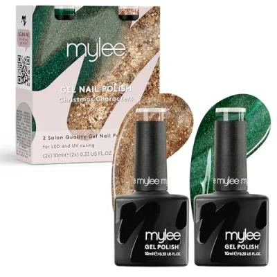 Imagen de Mylee Set de Esmalte Uñas en Gel Semipermanente 2x10ml [Christmas Character] UV/LED Nail Art, Manicure y Pedicure, Uso Profesional Doméstico [Navidad 2024] Larga duración fácil aplicar
