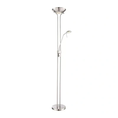 Imagen de wonderlamp Lámpara de pie LED Olimpia color Níquel (18W+5W). Brazo flexible para lectura, Luz regulable.