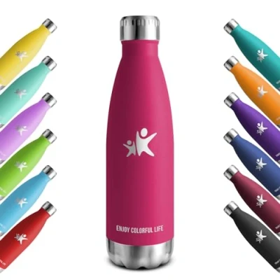 Imagen de KollyKolla Botella Termica, 500ml, Agua Acero Inoxidable, Termo Sin BPA, Cantimplora Termica Reutilizable, Water Bottle con Pared Doble Aislamiento, para Niños, Adultos, Deporte, Oficina