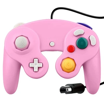 Imagen de OSTENT Wired Shock Clásico Controlador Gamepad Joystick Joypad Compatible para Nintendo GameCube NGC Consola Wii Videojuegos Color Rosa