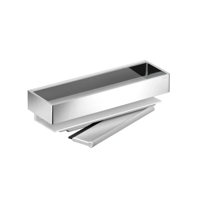 Imagen de Keuco Cesta de ducha metal, gris plata y cromada alto brillo, incl. limpiador cristales, blanco, 9,5 x 30 8,2 cm, montaje en la pared ducha, repisa para Edition 11