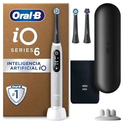 Imagen de Oral B iO 6 Cepillo De Dientes Eléctrico Gris, 3 Cabezales, 1 Estuche Viaje, Diseñado Por Braun