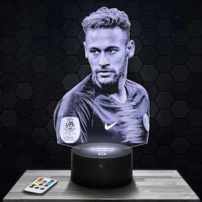 Imagen de lámpara de mesilla noche, luz nocturna táctil Neymar Futbolista Brésilien LED ilusión 3D, idea regalo para niños y niñas, Navidad, noche o adultos. TOP