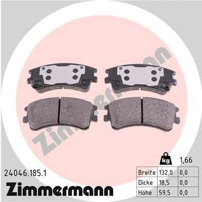 Imagen de ZIMMERMANN 24046.185.1 Juego de pastillas freno con avisador acústico desgaste Foto correspondiente a la entrega MAZDA: 6 Berlina, Hatchback