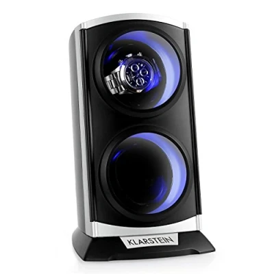Imagen de KLARSTEIN Caja Relojes Automáticos, Giratoria 2 Compartimentos, Cajas para con Luz, Estuche Reloj, 4 Velocidades de Rotación, Relojero Cojines, Watch Winder, Plata
