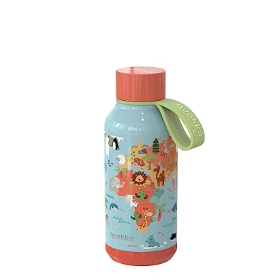 Imagen de Quokka Kids Solid Con Colgador Map Of Life 330 ML Botellas De Agua Acero Inoxidable Sin BPA Botella Térmica Doble Pared Mantiene el frío y Calor para Niños Adultos