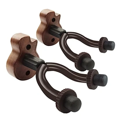 Imagen de TTCR II 2 Piezas Soporte Guitarra Suelo Pared Electrica Acustica,Madera De Nogal Pie Colgador Para Española Bajo Mandolinas Ukelele