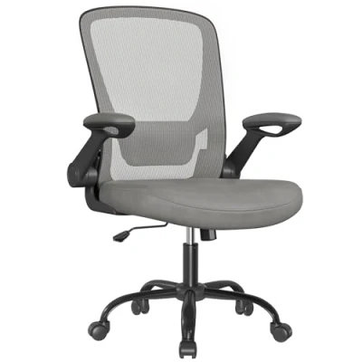 Imagen de SONGMICS Silla de Oficina, Escritorio Malla, Ordenador Ergonómica, Soporte Lumbar, Oscilante, Anchura Asiento 53 cm, Apoyabrazos Abatibles, Gris Paloma OBN037G01