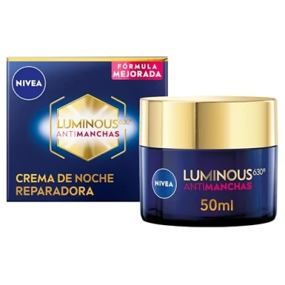 Imagen de NIVEA crema de Noche Reparadora Cellular Luminous 630 (1 x 50 ml), regeneradora con ácido hialurónico, antimanchas facial para rostro, cuello y escote