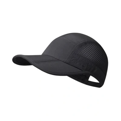 Imagen de Folding Running Man Hat,Visors Sport Cap Summer Mesh Quick Drying Hat Women Baseball Hiking Breathable Waterproof Trucker with 3.54in Brim 19 24in Adjustable Unisex 63g Black QU19