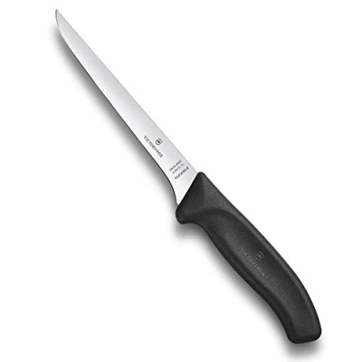 Imagen de Victorinox Swiss Classic, cuchillo deshuesador profesional, hoja extra afilada, afilado recto, 15 cm, mango de plástico, acero inoxidable, negro