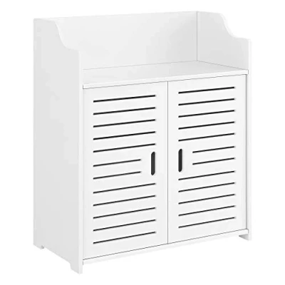 Imagen de [en.casa] Mueble para baño Trosa 72 x 60 32 cm Auxiliar con 2 Puertas y 1 Estante Estantes Adicionales detrás de la Puerta WPC Blanco