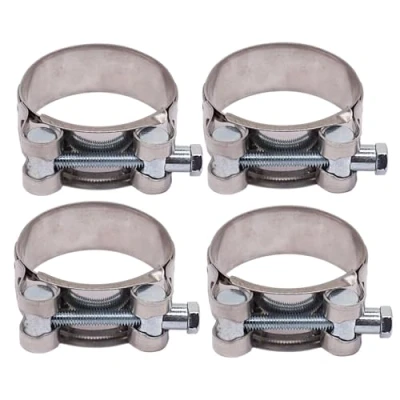 Imagen de SKIR&#039;CO (4 piezas) Abrazaderas de manguera reforzadas 48 51 mm, acero inoxidable W2, abrazadera tubo ajustable, tubo, clip