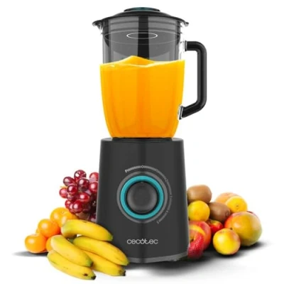 Imagen de Cecotec Batidora de Vaso Power Black Titanium 2500MAX. 2500W Máxima Potencia, Jarra Termorresistente 1,8L, Cuchilla 6 Hojas con Recubrimiento Titanio Negro, Picahielo y Filtro Licuados