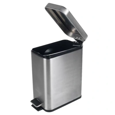 Imagen de Beldray, acero inoxidable, Cubo de basura rectangular con pedal y tapa cierre suave, 5 litros, LA041173SS, 5L