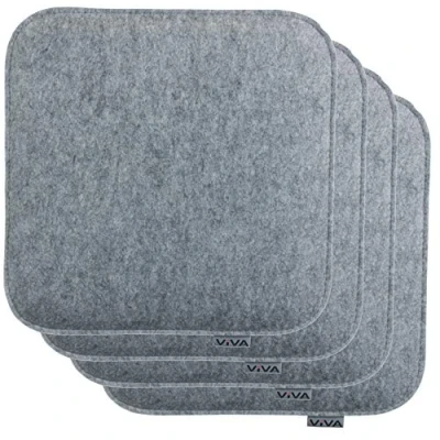 Imagen de Brandsseller Juego de 4 cojines asiento fieltro cuadrados, 35 x 2 cm, color gris claro