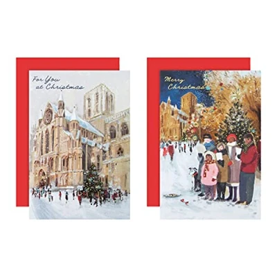 Imagen de Hallmark Tarjetas de Navidad benéficas, paquete 12 en 2 diseños escénicos York Minster