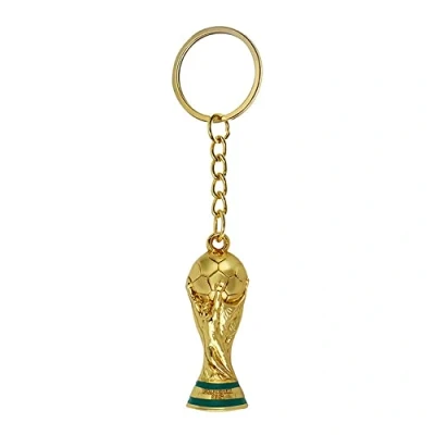Imagen de Llaveros de fútbol trofeo la Copa del Mundo 5 piezas llavero ganchos, colgante fútbol, llavero, fanático, recuerdo, regalos para hombres, mujeres, niños y niñas, dorado, Talla