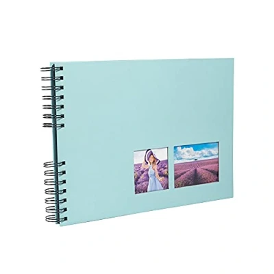 Imagen de Exacompta 15001E Álbum de fotos en espiral MILANO 150 50 páginas negras formato 32 x 22 cm cubierta papel verde efecto textil ventana personalización certificado FSC®