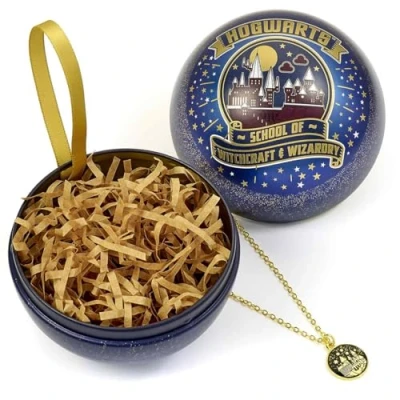 Imagen de Harry Potter Hogwarts Collar en bola de navidad Mujer Dorado Aleación Zinc