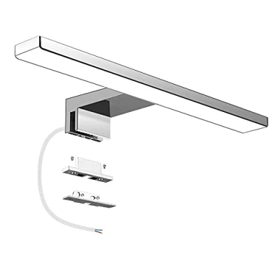 Imagen de Aourow Lámpara de Espejo Baño LED 5W 230V 500lm,a Prueba Agua IP44 30cm,3 en 1,Fije el +en Gabinete+en la Pared,Luz Blanca Neutra 4000K,Contra Niebla Acero Inoxidable,300x105x40mm