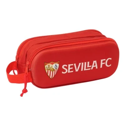Imagen de Safta Sevilla FC 3D Portatodo Doble 3D, Estuche Infantil, Niño, Ideal para Niños en Edad Escolar, Cómodo y Versátil, Calidad Resistencia, 21x6x8 cm, Color Rojo