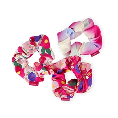 Imagen de Legami Set de 3 coleteros para el pelo, gomas elásticas rizadas con tejido efecto satinado, Beauty, Tema Flowers