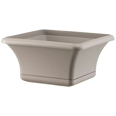 Imagen de Art Plast Ciotola Sally Maceta Cuadrada 40 cm con platillo, Gris