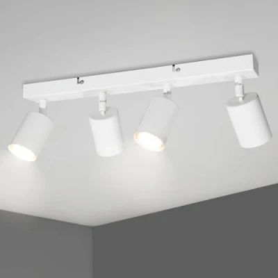 Imagen de TaFiCo GU10 Lampara Techo Foco Blanco Lámpara 4 Focos Ajustables y Giratorios Modernas Para el Sin Bombilla