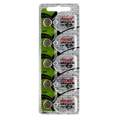 Imagen de Maxell 394 SR45 SR936SW Pila de botón para Reloj (óxido Plata, bajo Drenaje, 3,6 x 9,5 cm (Alto diámetro/mm), 1,55 V en blíster