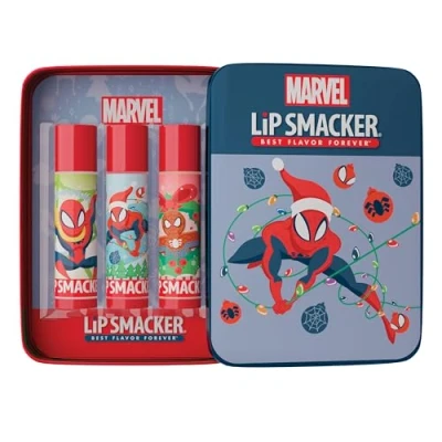 Imagen de Lip Smacker Balm Tin Trio, Set de Regalo 3 Bálsamos Labiales para Niños, Edición Especial Spiderman, Hidratantes y Fáciles Aplicar, con Aceite Semillas Ricino, Spiderman
