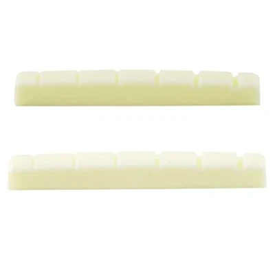 Imagen de Musiclily Plástico de Resina Urea Ranurada 42mm Cejuela Superior Tipo Strato Tele Nut Base Plana para Guitarra Eléctrica Stratocaster/Telecaster 6 Cuerdas, Marfil(2 Piezas)