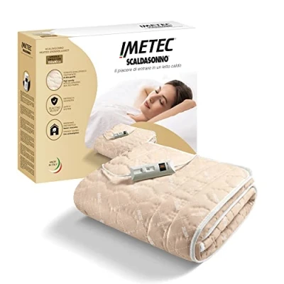 Imagen de Imetec Calientacamas Individual, 150 x 80 cm, Mando con 2 Niveles Temperaturas, Tejido Acolchado, Lavable a Mano y en Lavadora 30, Sistema de Protección