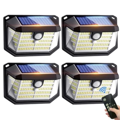 Imagen de Luces Solares LED Exterior Jardin, 230LED+Remoto Luz Solar 3 Modos/2200 LM 2200mAh Exterior, IP65 Jardin Lampara