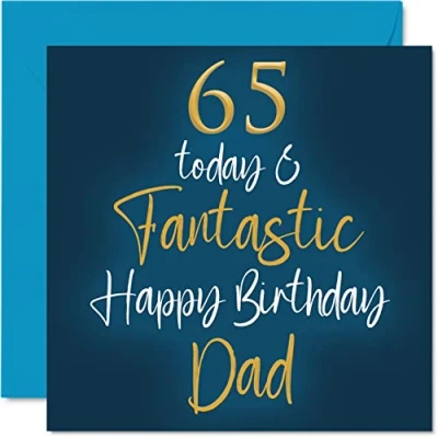 Imagen de Fantásticas tarjetas de cumpleaños 65 para papá, Today &amp; Fantastic, tarjeta feliz papá hijo e hija, regalos padre, felicitación