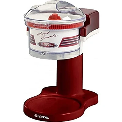 Imagen de Ariete 78 Picadora de hielo Sweet Granita Party Time, 30 W, triturador extraíble, hoja acero inoxidable, fácil limpiar y desmontar, tapa on/off, rojo blanco