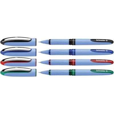 Imagen de Schneider 183594 One Hybrid N 5 Bolígrafo de punta redonda (indeleble, grosor trazo 0,5 mm, híbrida, 4 unidades), color negro, azul, rojo y verde
