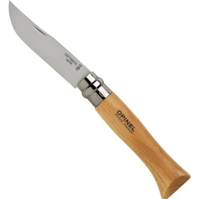 Imagen de Opinel O123080 N¬08 Cuchillo de Bolsillo (Acero Inoxidable), Plata, Beige, 8,5 cm