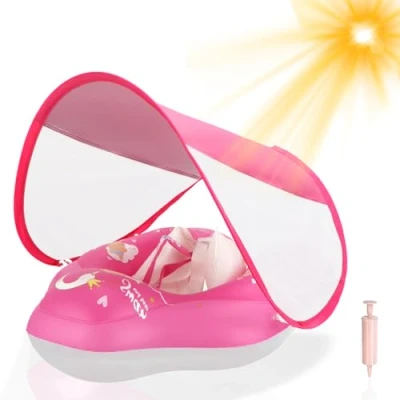 Imagen de WYRIAZA Flotador Bebe, Bebe con Sombrilla UPF50+, Inflable Bebé 3 Meses 36 Meses, Flotadores para Bebes Asiento Seguridad y Antidumping