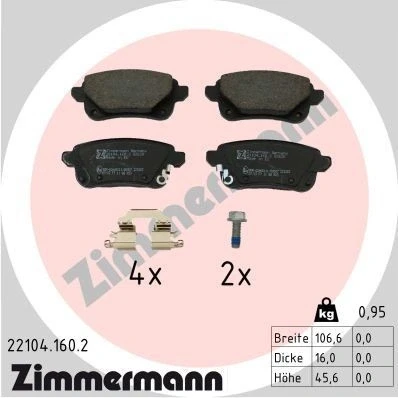 Imagen de ZIMMERMANN 22104.160.2 Juego de pastillas freno RENAULT: Talisman Berlina, Grandtour, Zoe, NISSAN: Juke II