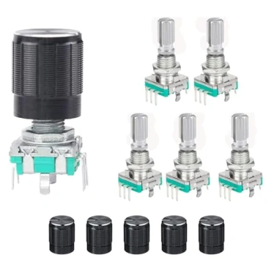 Imagen de MoK 5 Piezas EC11 Potenciómetro Digital, Codificador Rotatorio, Rotatorio de 360 Grados, para Electrónica Automotriz, Audio Multimedia