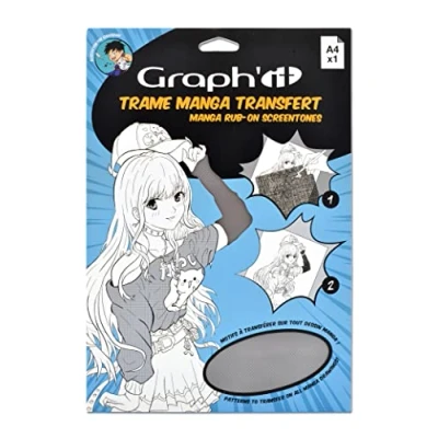 Imagen de GRAPH&#039;IT Marco para el dibujo e ilustración Manga calcomanía de transferencia en seco formato A4 patrón sombras oscuras