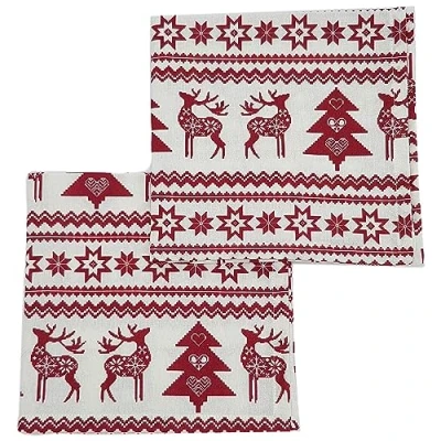Imagen de Ragged Rose Servilletas de Reno, Algodón, Nordic Red Rindeer Christmas, 40 x cm (Set of 4)